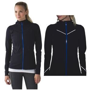 Lululemon Rain-On Train-On Jacket Black Reflective Athletic Lightweight Size 6
